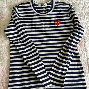 comme deal garcons strip navy and white long sleeve